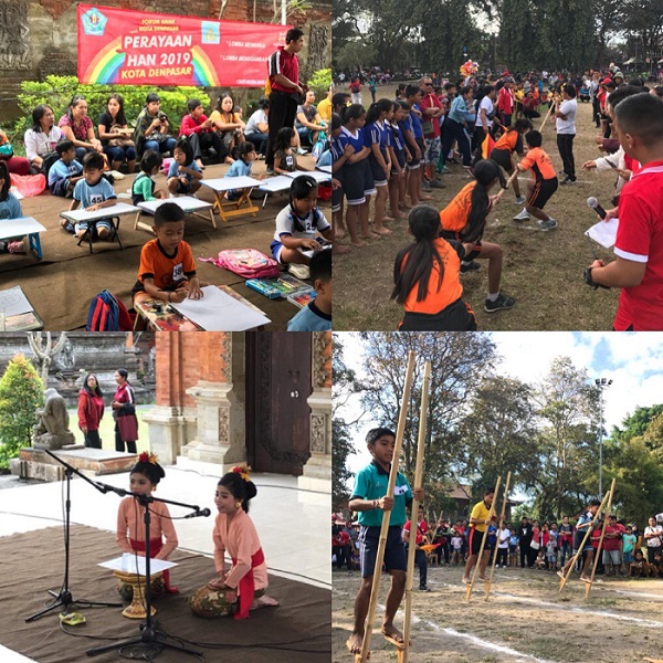 AJAK ANAK-ANAK LESTARIKAN PERMAINAN TRADISIONAL, FA DENPASAR PERINGATI HARI ANAK NASIONAL DAN HUT RI 